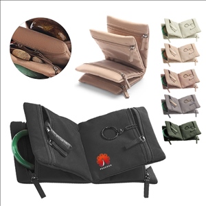 Velvet Jewelry Organizer Bag With Multiple Zipper Compartments